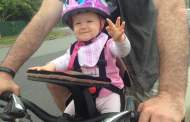 Sofia’s first bike ride, growling and fake-laughing